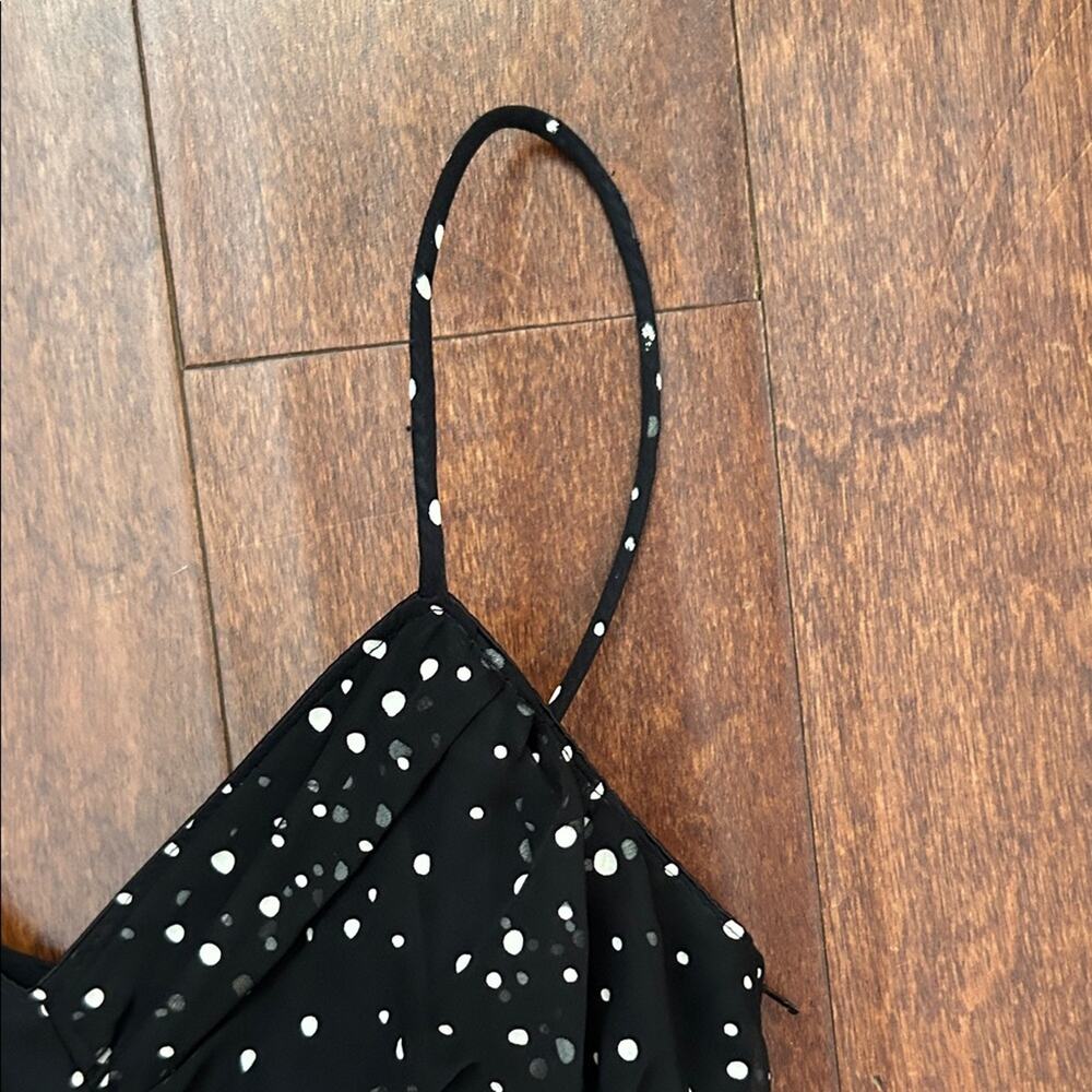 Vintage 80s New Leaf Black and White Polka Dot Dress, Strappy Back, Size XXS/XS - Picture 3 of 13